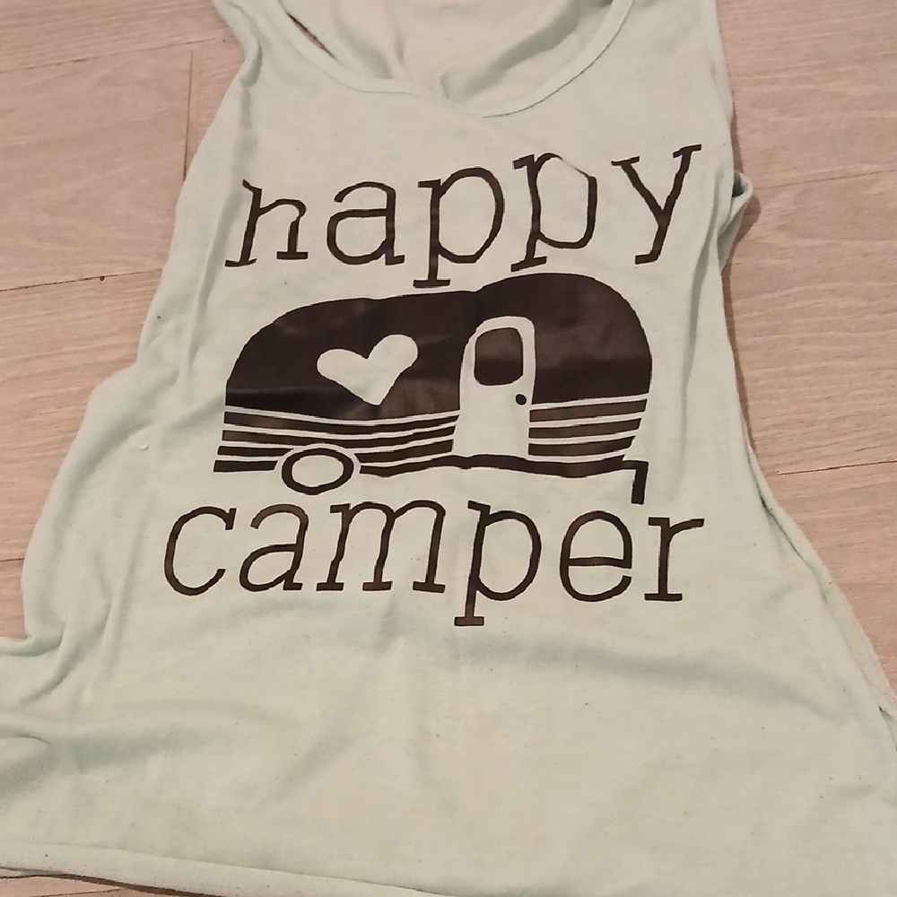 Kids 'Happy Camper' Graphic Tank Top - Light Green